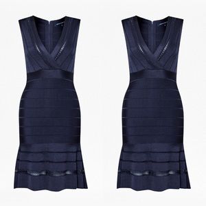 Navy Blue Bandage Dress